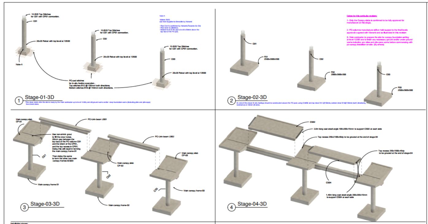 Precast entrance canopy structural render, University of Limerick