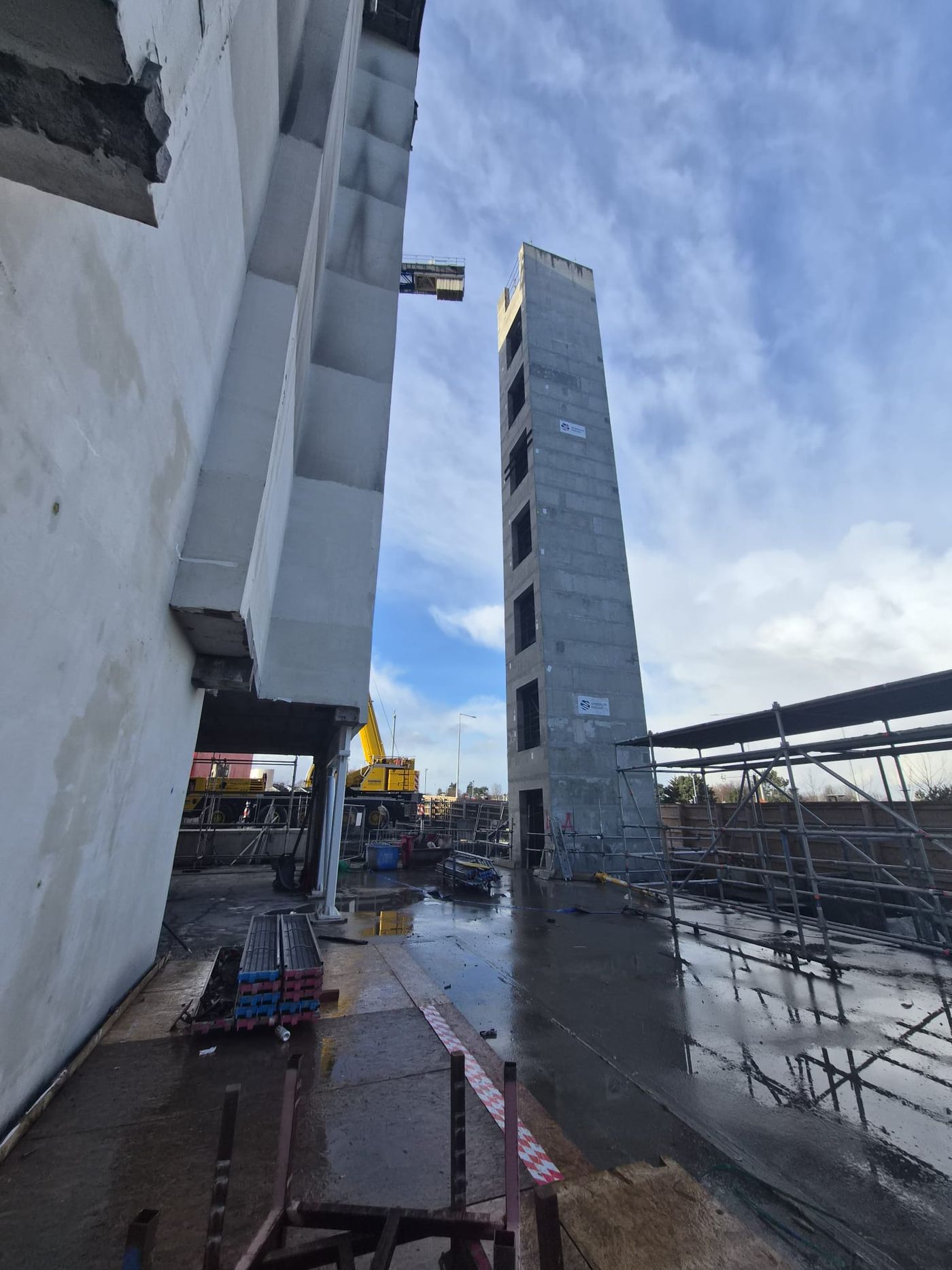 Precast stair core installation on site, Beacon Hospital Extension