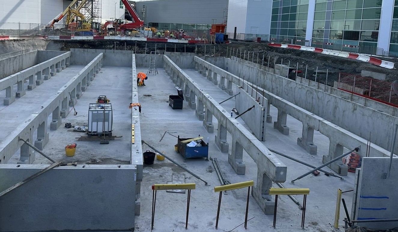 Precast storm water tank on site, Pfizer